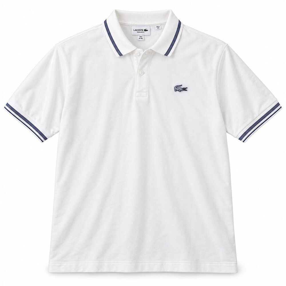 Lacoste Men’s White Navy Stripe Regular Fit Polo Shirt 3XL